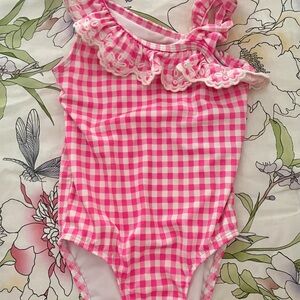 Gymboree Pink Gingham Ruffle Kids Swim One Piece